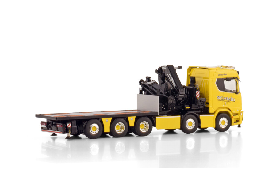 02-3355 - WSI - Scania R Normal CR20N Pritschen LKW mit Fassi 1100 + Jib - Schmid- CH
